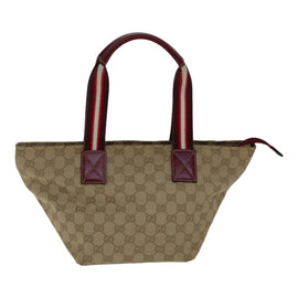 GUCCI GG Canvas Sherry Line Shoulder Bag Beige Red Auth ki4899 - 0
