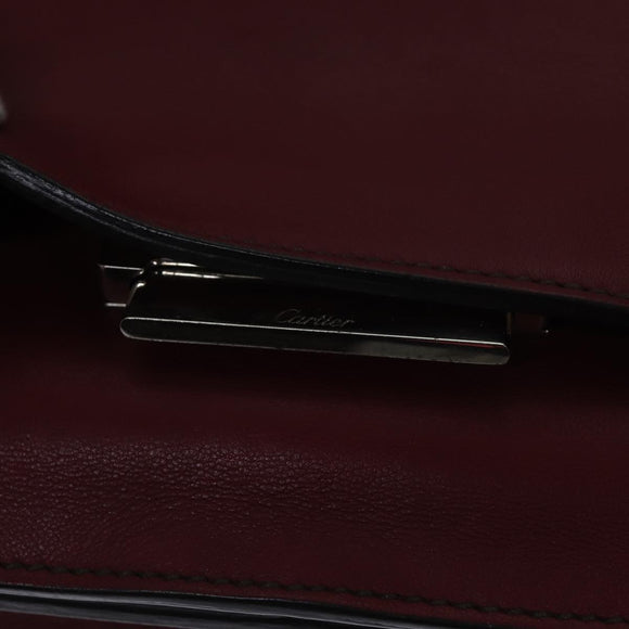 CARTIER Shoulder Bag Leather Bordeaux Auth ki4906