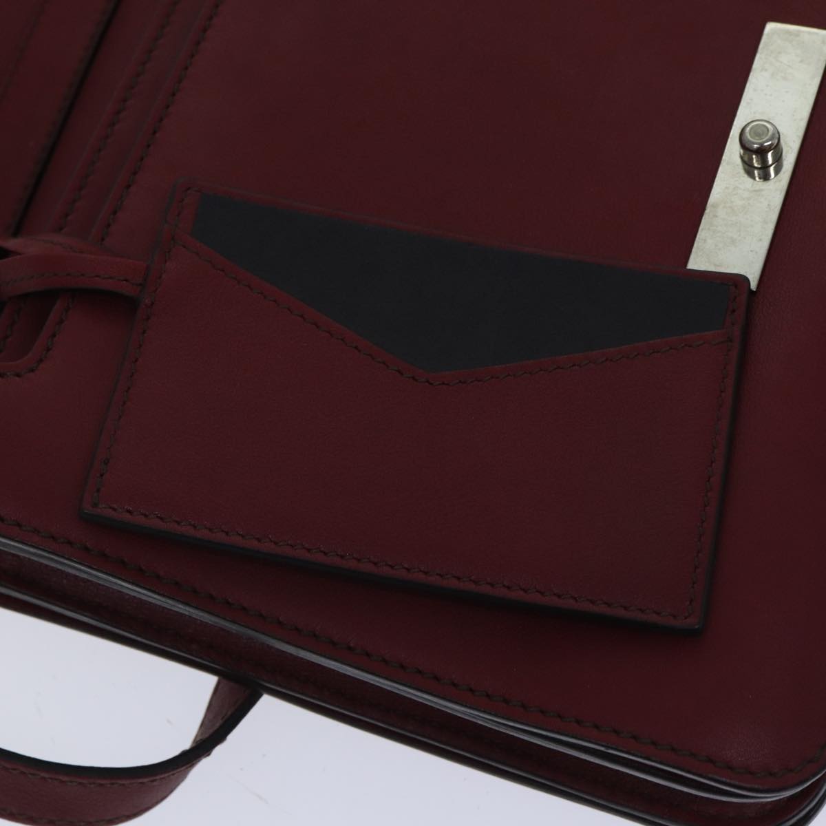 CARTIER Shoulder Bag Leather Bordeaux Auth ki4906