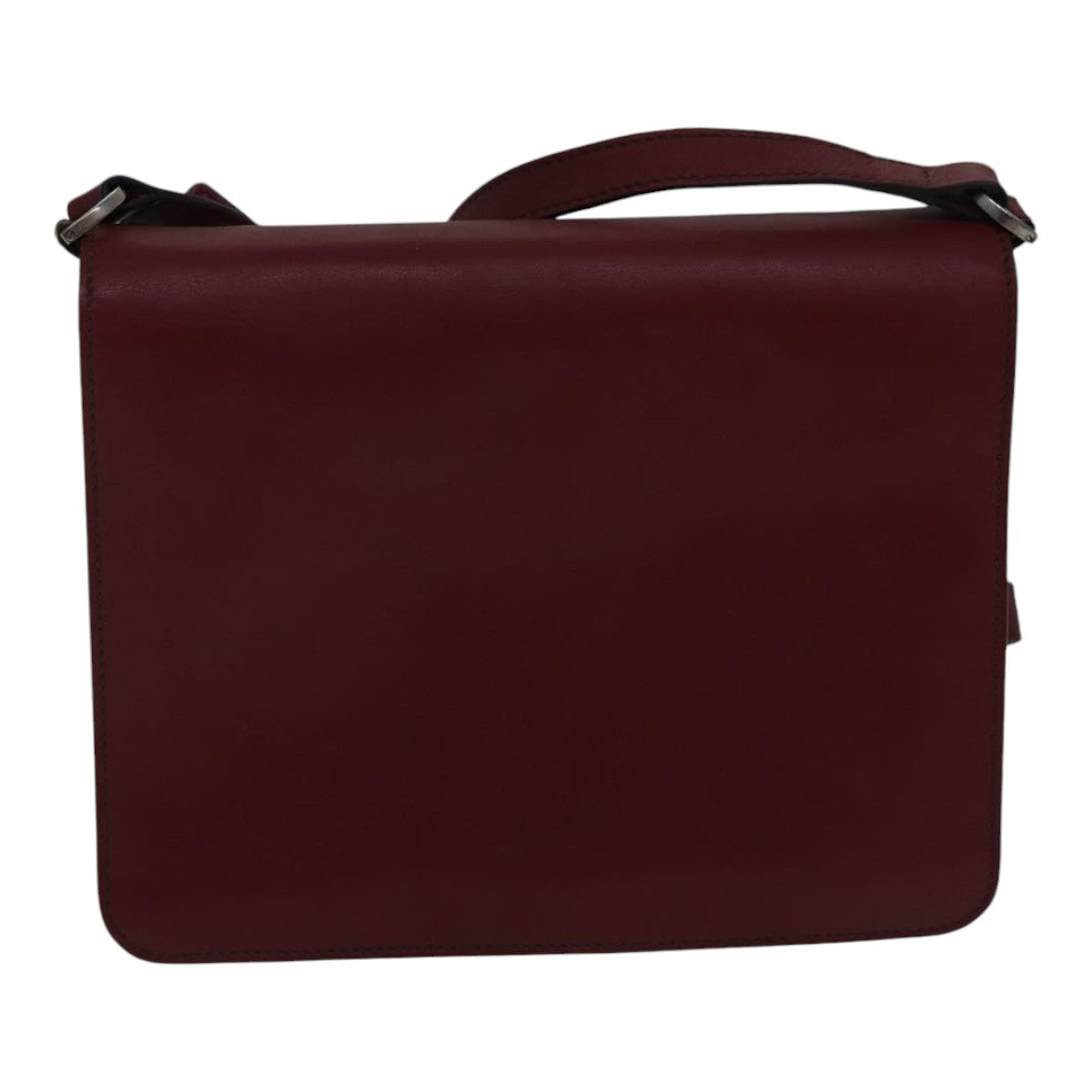 CARTIER Shoulder Bag Leather Bordeaux Auth ki4906 - 0