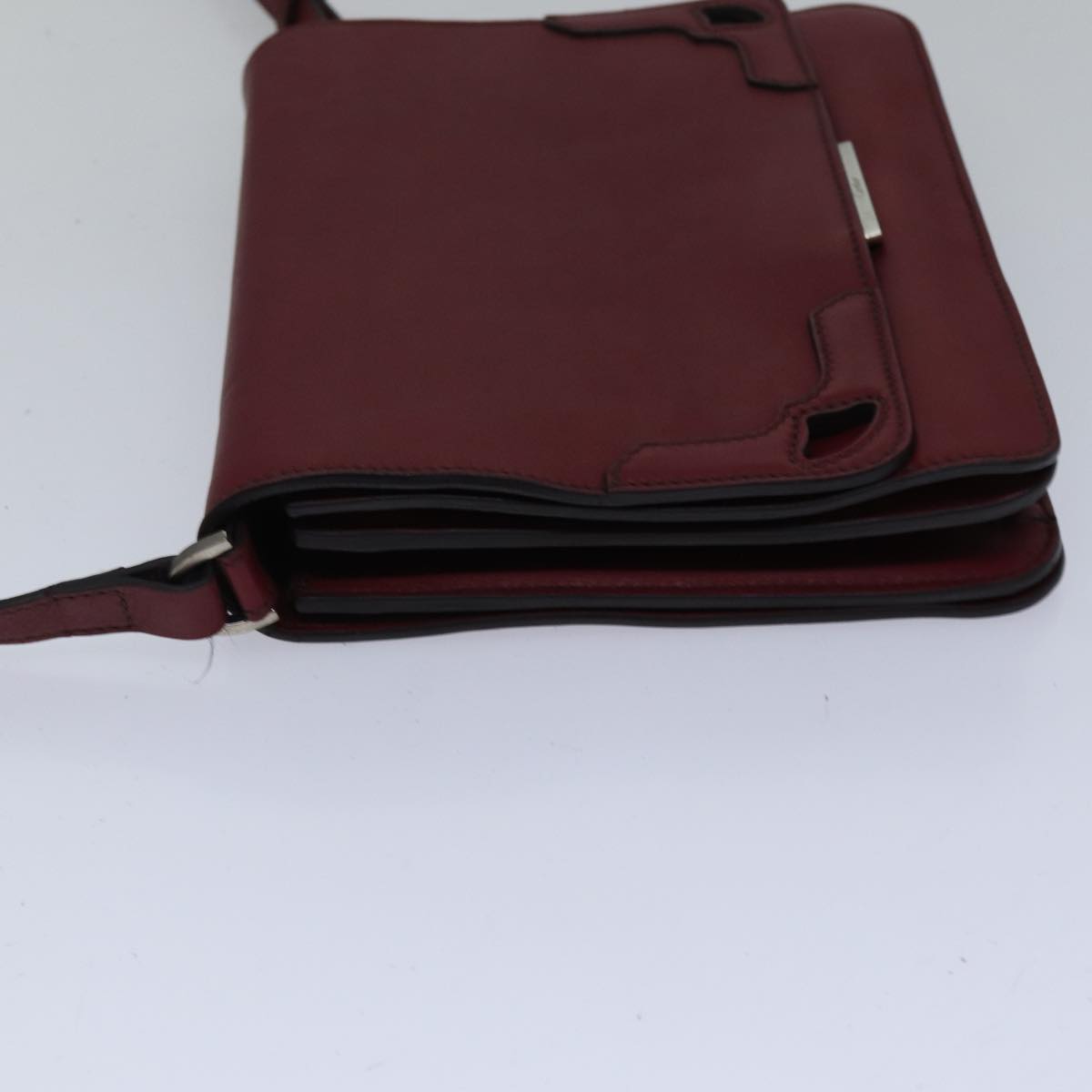 CARTIER Shoulder Bag Leather Bordeaux Auth ki4906