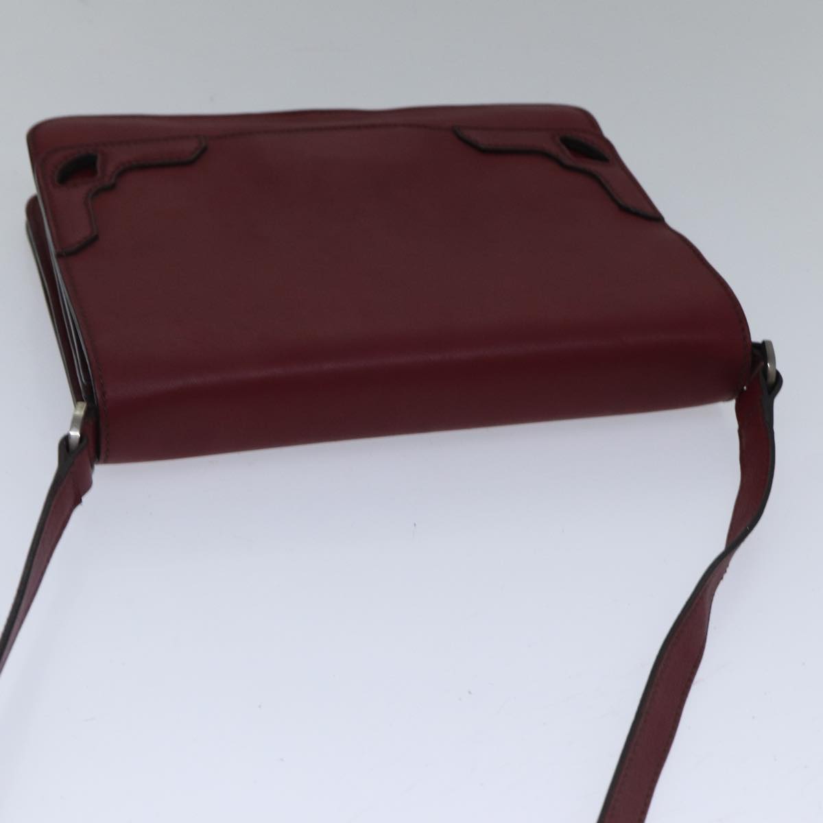 CARTIER Shoulder Bag Leather Bordeaux Auth ki4906