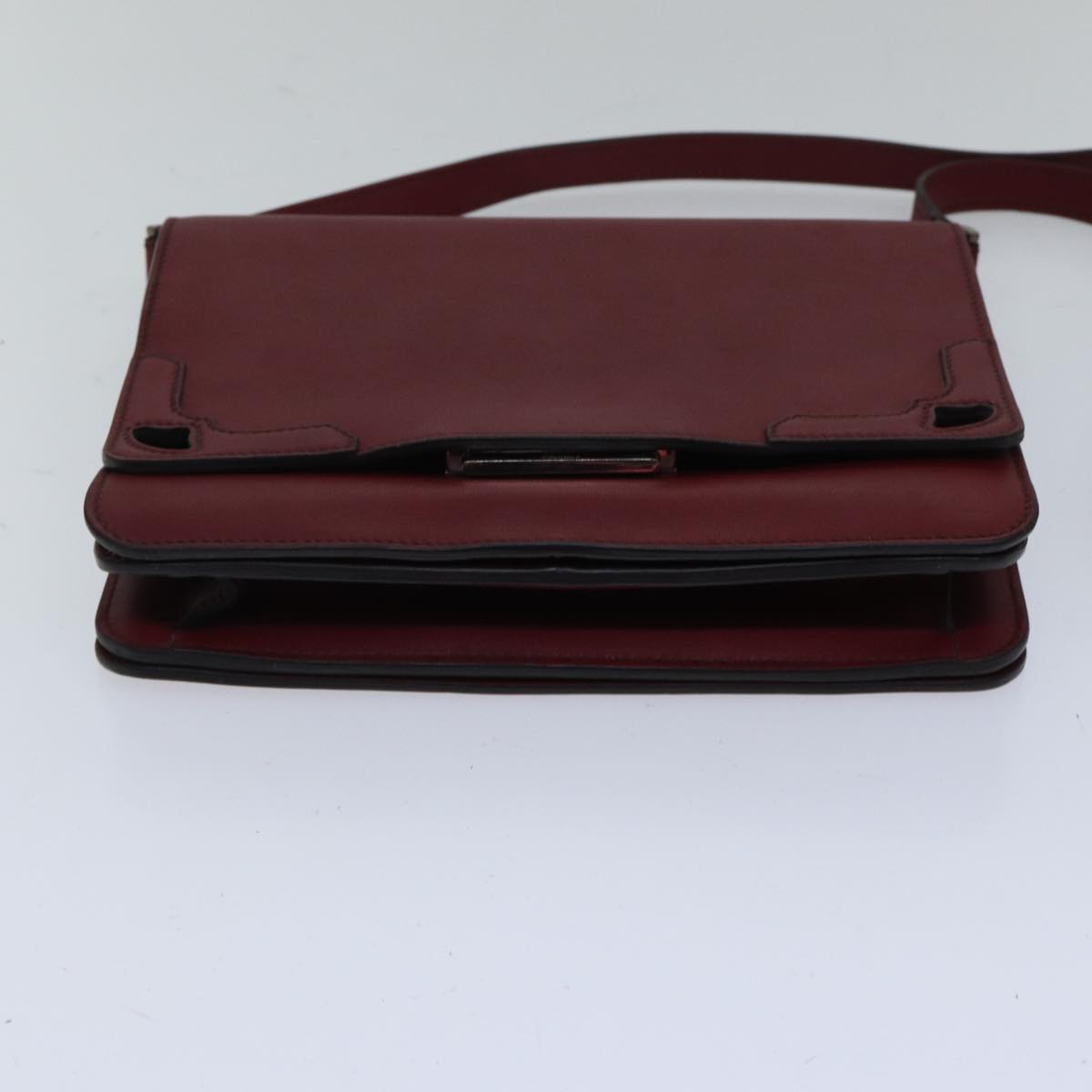 CARTIER Shoulder Bag Leather Bordeaux Auth ki4906