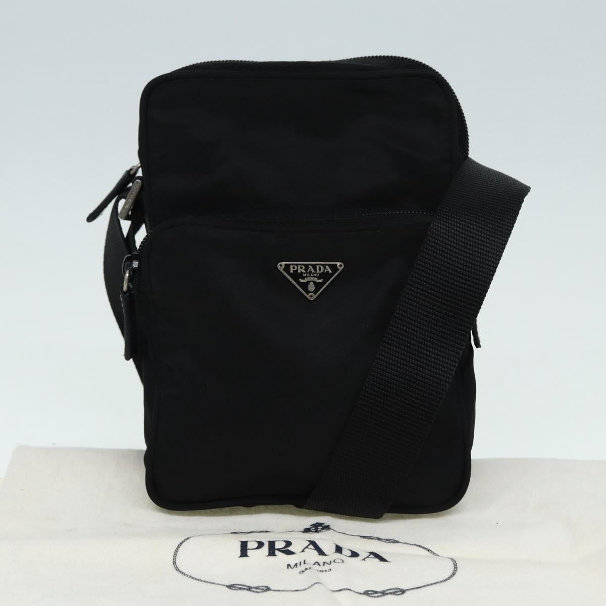 PRADA Shoulder Bag Nylon Black Auth ki4915