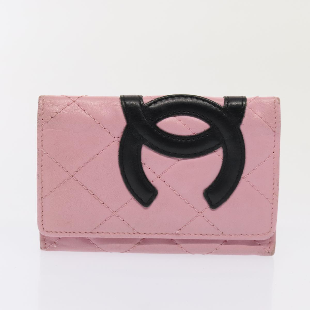 CHANEL Coin Purse Key Case Wallet Leather 6Set Black Pink Red CC Auth ki4921 - 0