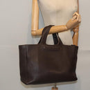 BOTTEGA VENETA Hand Bag Leather Brown Silver Auth ki4924-25