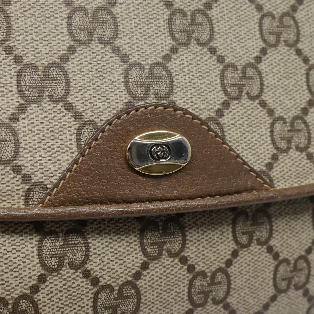 GUCCI GG Supreme Shoulder Bag PVC Leather Beige Gold 116 02 067 Auth ki4925