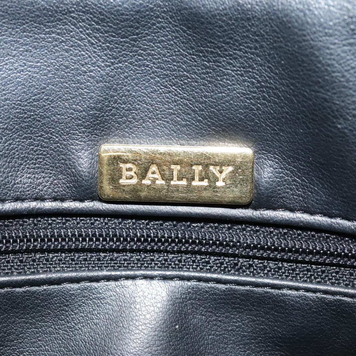 BALLY INTRECCIATO Shoulder Bag Leather Black Gold Auth ki4927