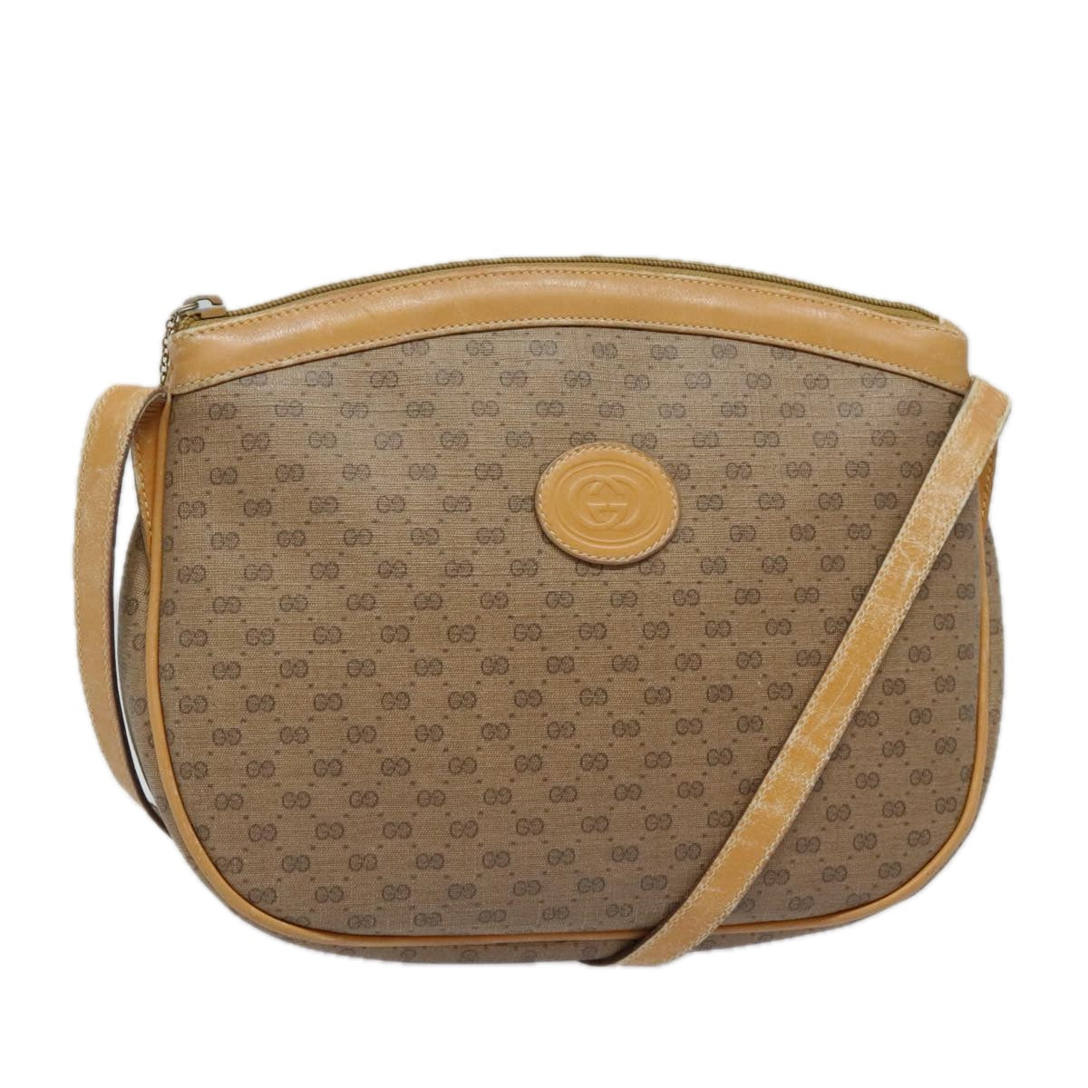 GUCCI Micro GG Supreme Shoulder Bag PVC Beige Gold 007 87 0018 Auth ki4930