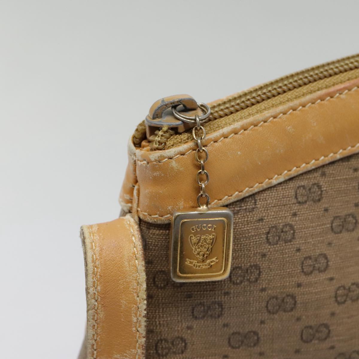 GUCCI Micro GG Supreme Shoulder Bag PVC Beige Gold 007 87 0018 Auth ki4930