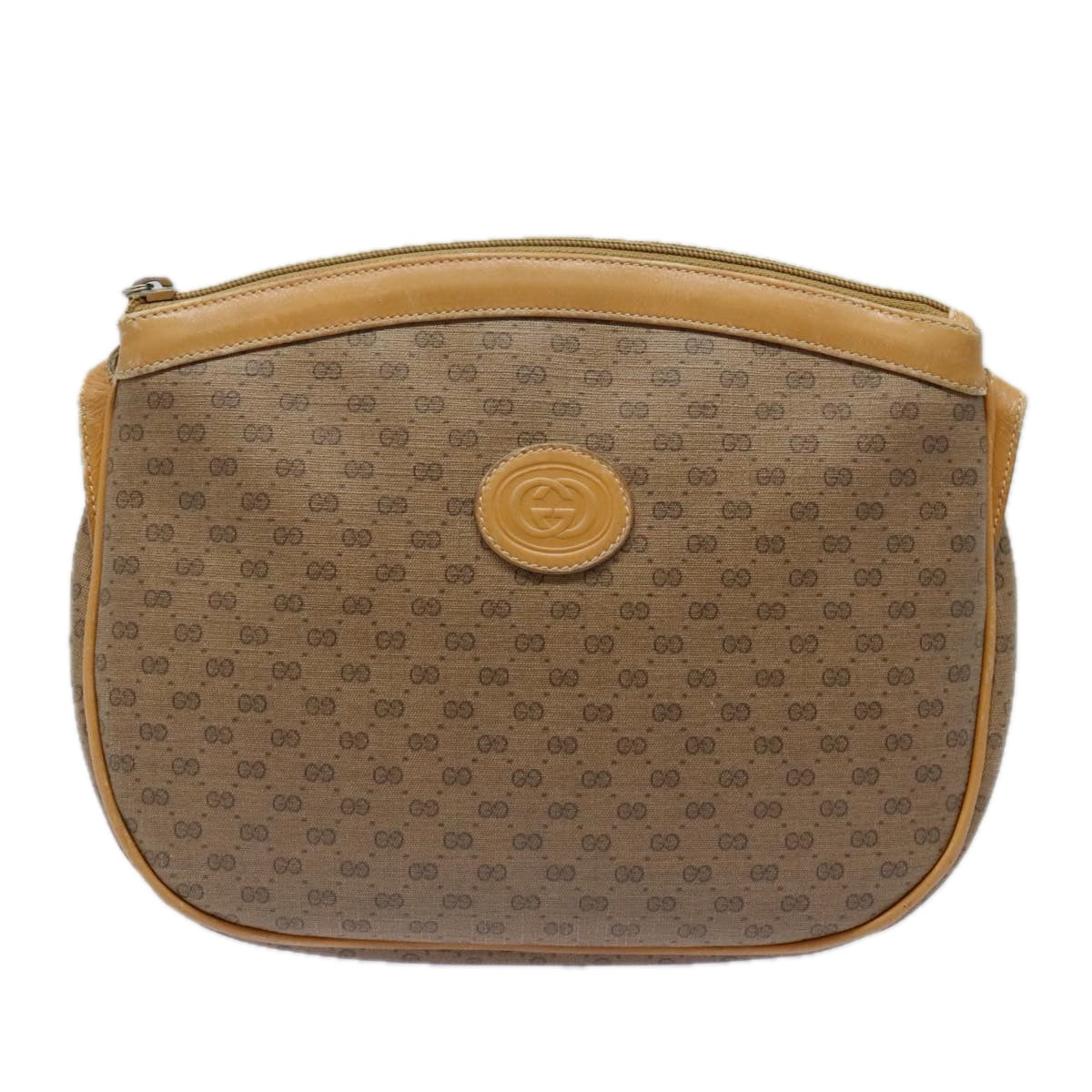 GUCCI Micro GG Supreme Shoulder Bag PVC Beige Gold 007 87 0018 Auth ki4930