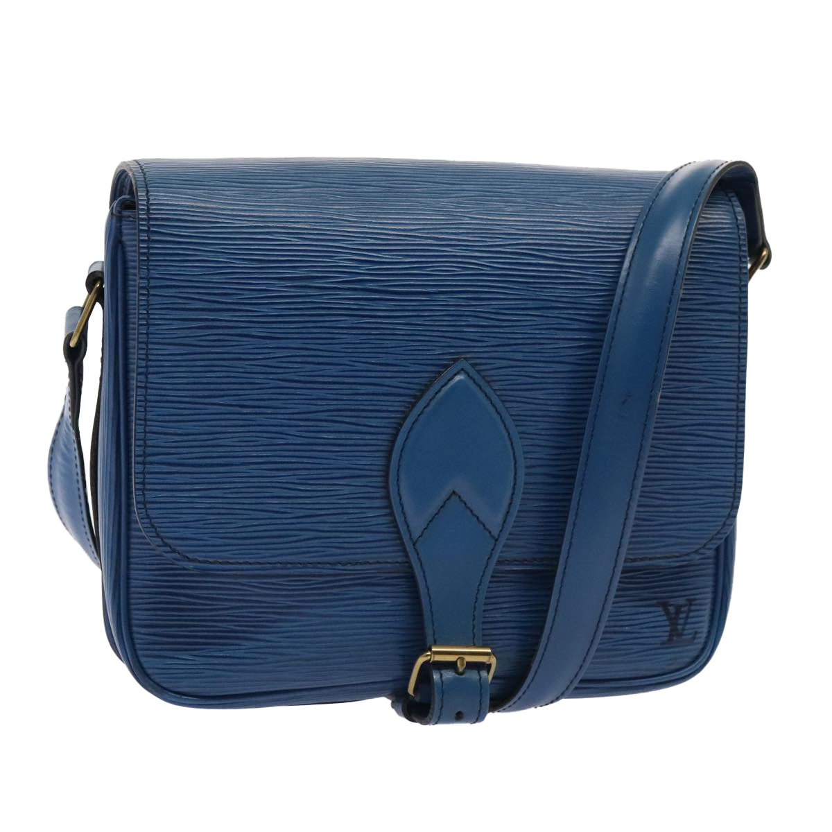 LOUIS VUITTON Epi Cartouchiere MM Shoulder Bag Blue M52245 LV Auth ki4935