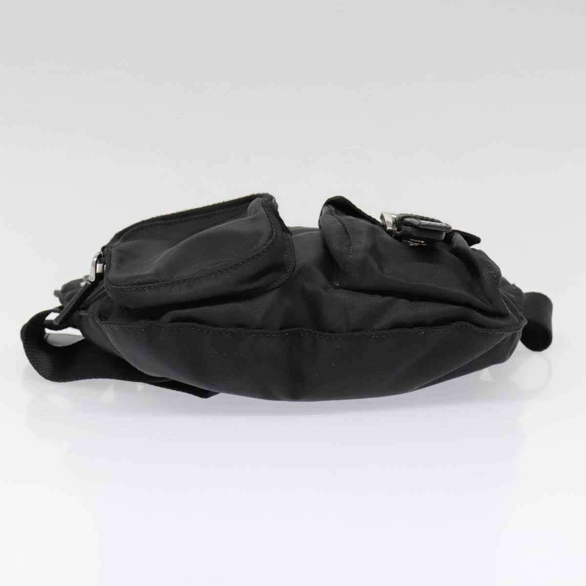 PRADA Waist bag Nylon Black Silver Auth ki4941