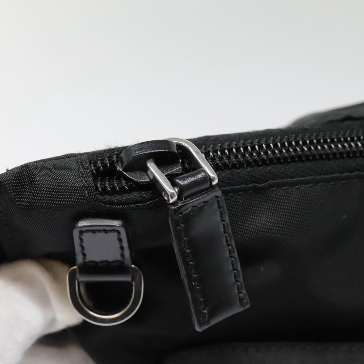 PRADA Waist bag Nylon Black Silver Auth ki4941