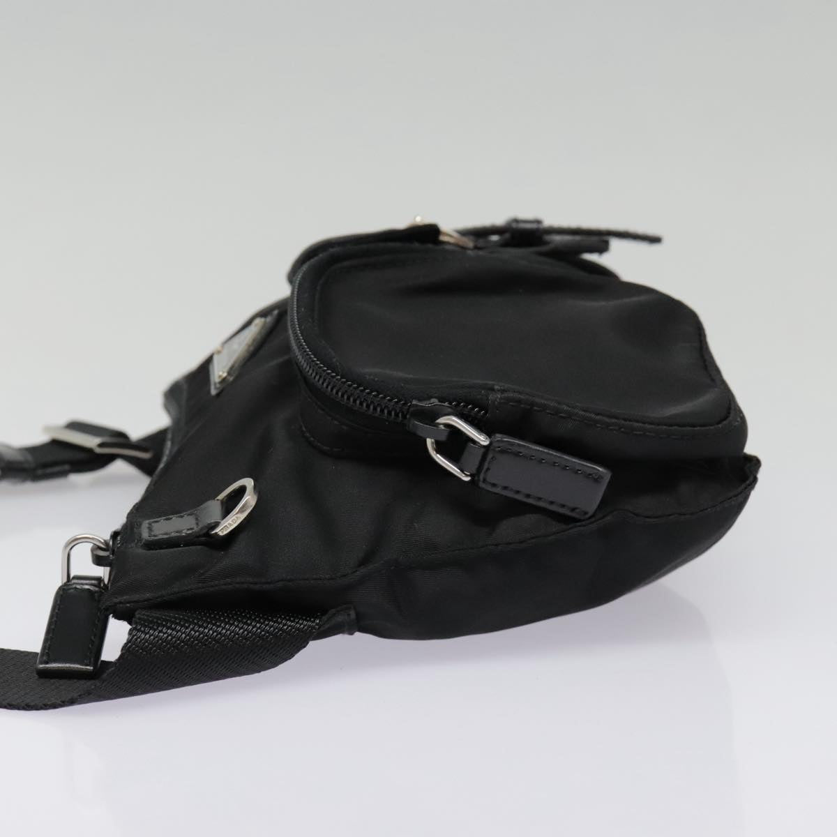 PRADA Waist bag Nylon Black Silver Auth ki4941