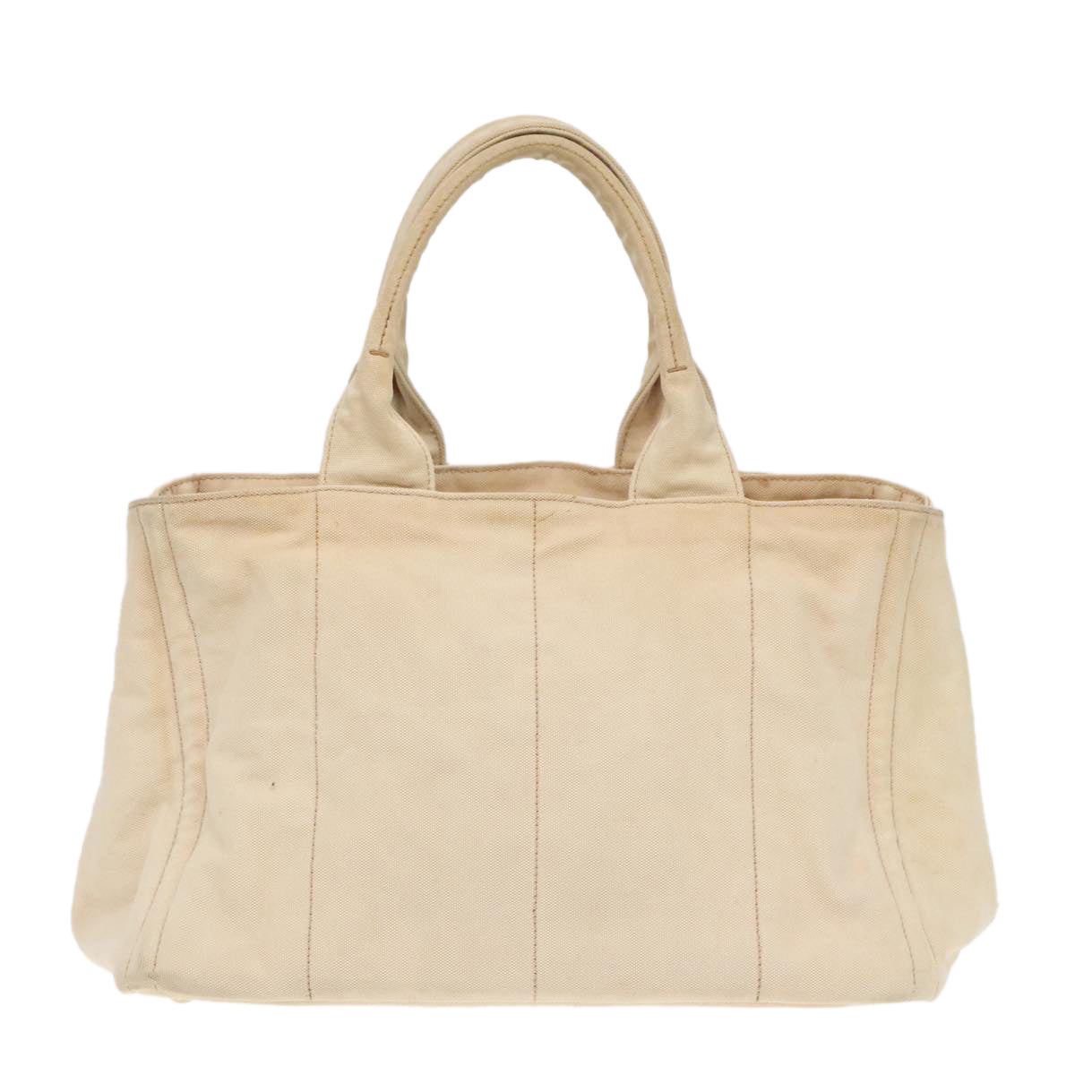 PRADA Canapa MM Hand Bag Canvas Beige Gold Auth ki4944 - 0