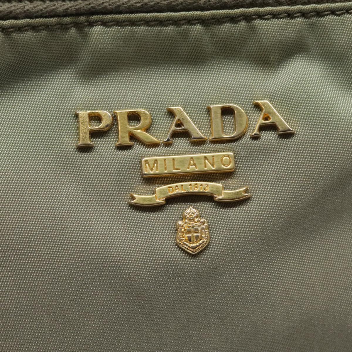 PRADA Shoulder Bag Nylon Khaki Gold Auth ki4948