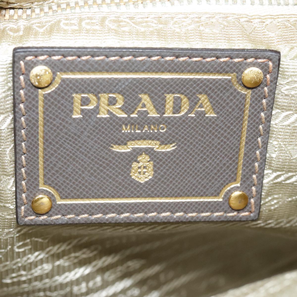 PRADA Shoulder Bag Nylon Khaki Gold Auth ki4948