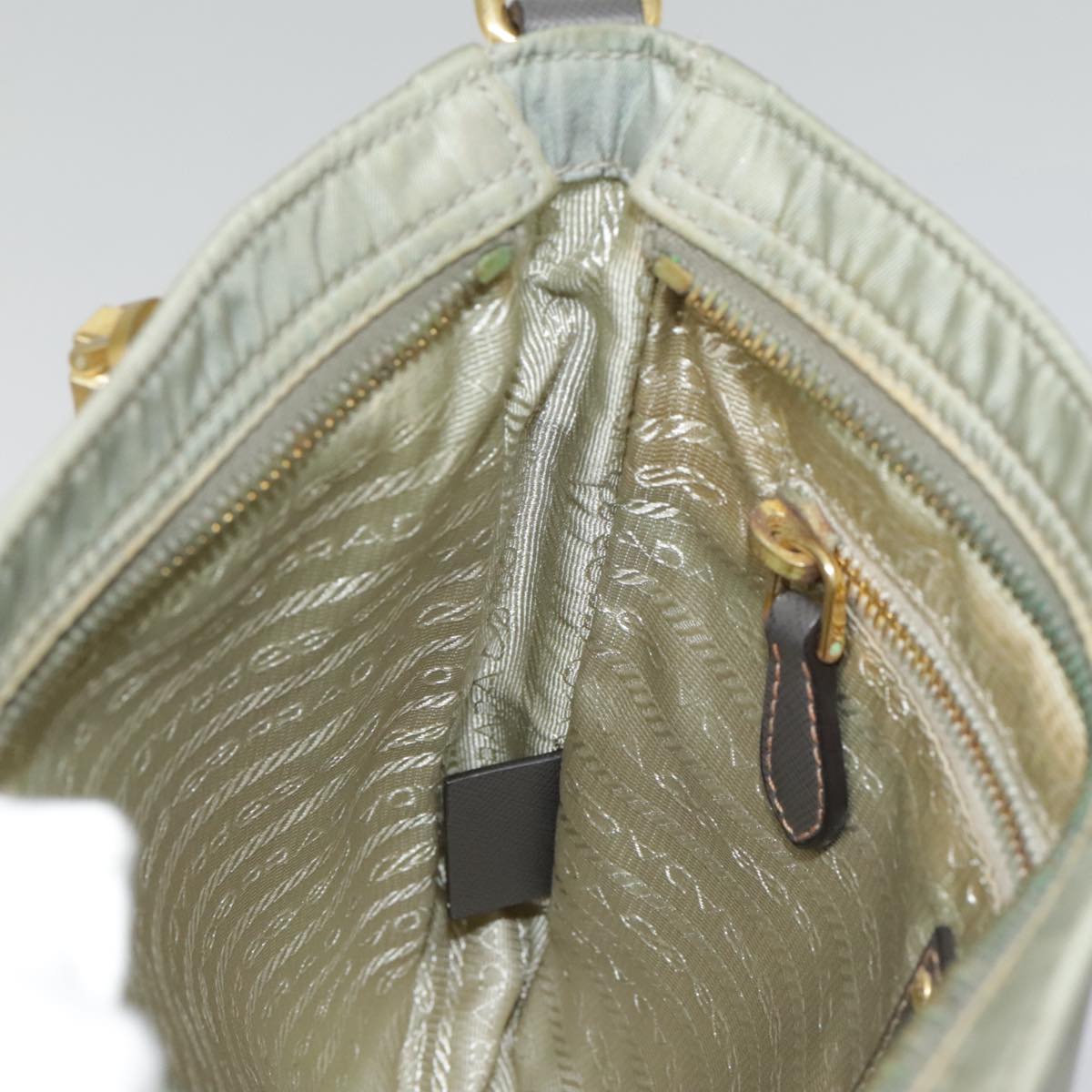 PRADA Shoulder Bag Nylon Khaki Gold Auth ki4948