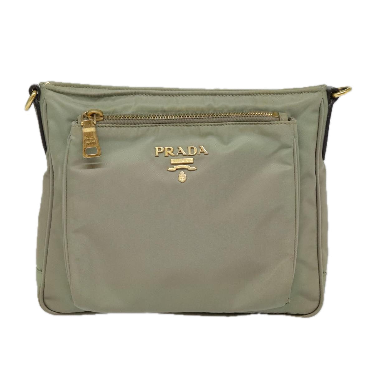 PRADA Shoulder Bag Nylon Khaki Gold Auth ki4948