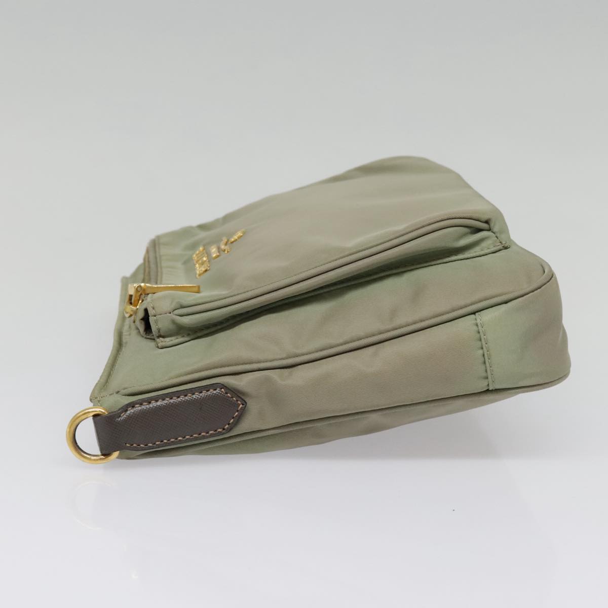 PRADA Shoulder Bag Nylon Khaki Gold Auth ki4948