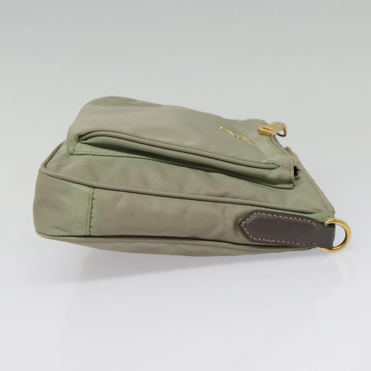 PRADA Shoulder Bag Nylon Khaki Gold Auth ki4948