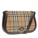 Burberrys Nova Check Shoulder Bag Canvas Beige Gold Auth ki4954-1