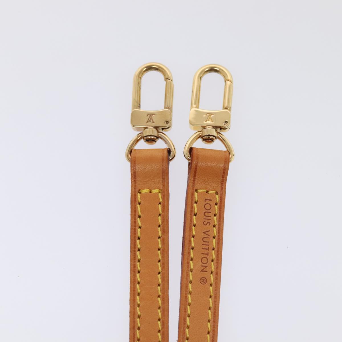 LOUIS VUITTON Shoulder Strap Leather 44.5"" Beige LV Auth ki4965