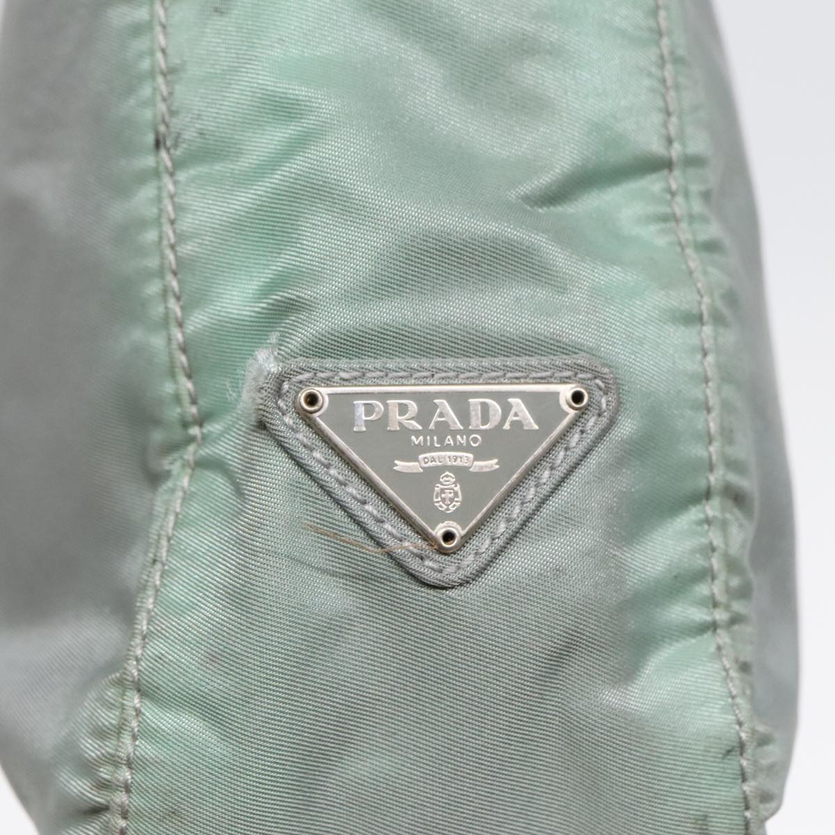 PRADA Shoulder Bag Nylon Khaki Silver Auth ki4969