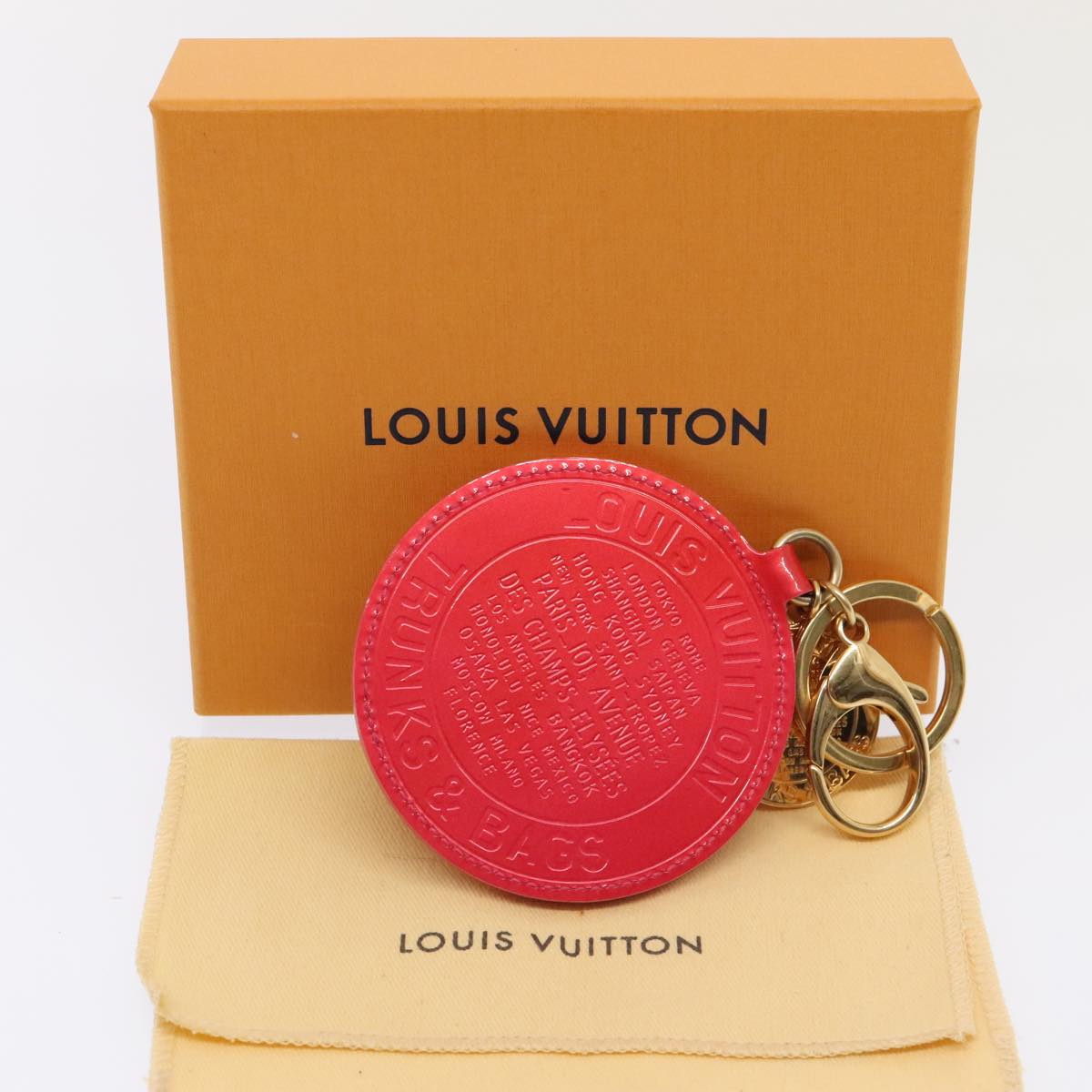 LOUIS VUITTON Vernis T&B Porte Cles Ron Key Holder Rose Pop M93717 Auth ki4978