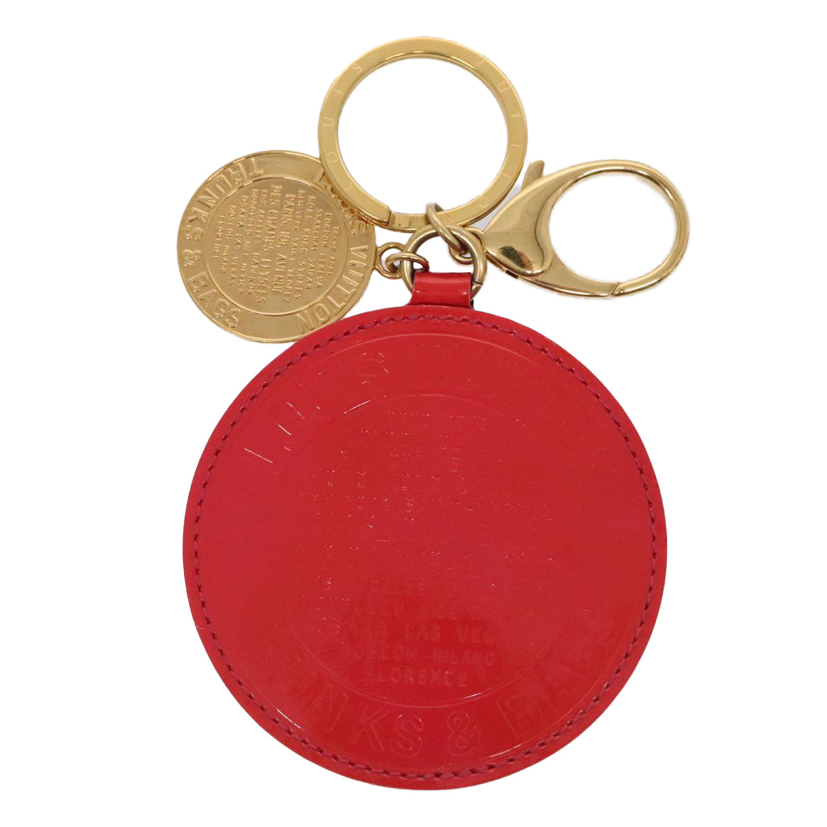 LOUIS VUITTON Vernis T&B Porte Cles Ron Key Holder Rose Pop M93717 Auth ki4978