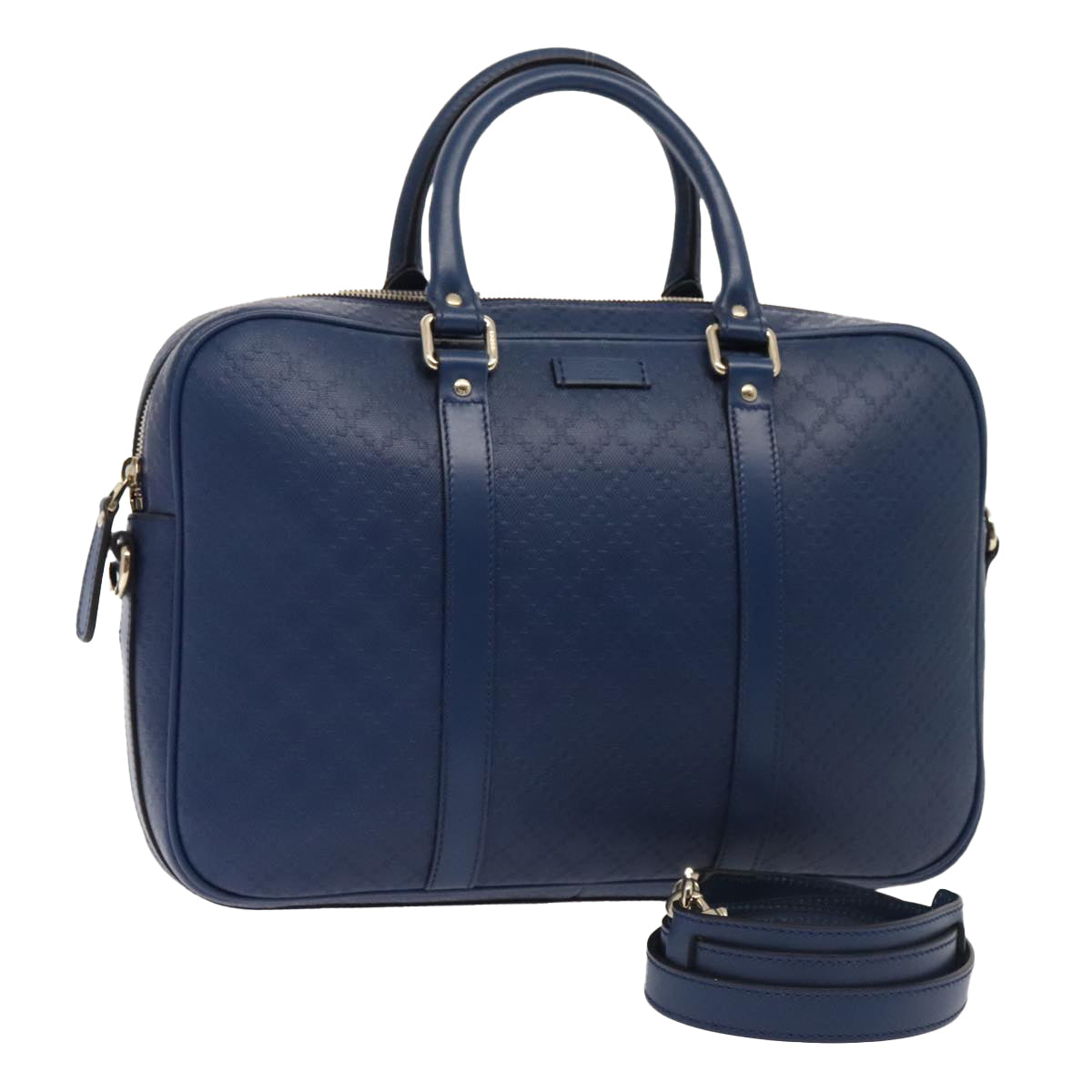 GUCCI Diamante Briefcase Leather 2way Blue Gold 344357 Auth ki4990A