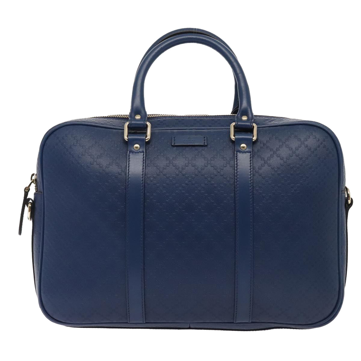 GUCCI Diamante Briefcase Leather 2way Blue Gold 344357 Auth ki4990A