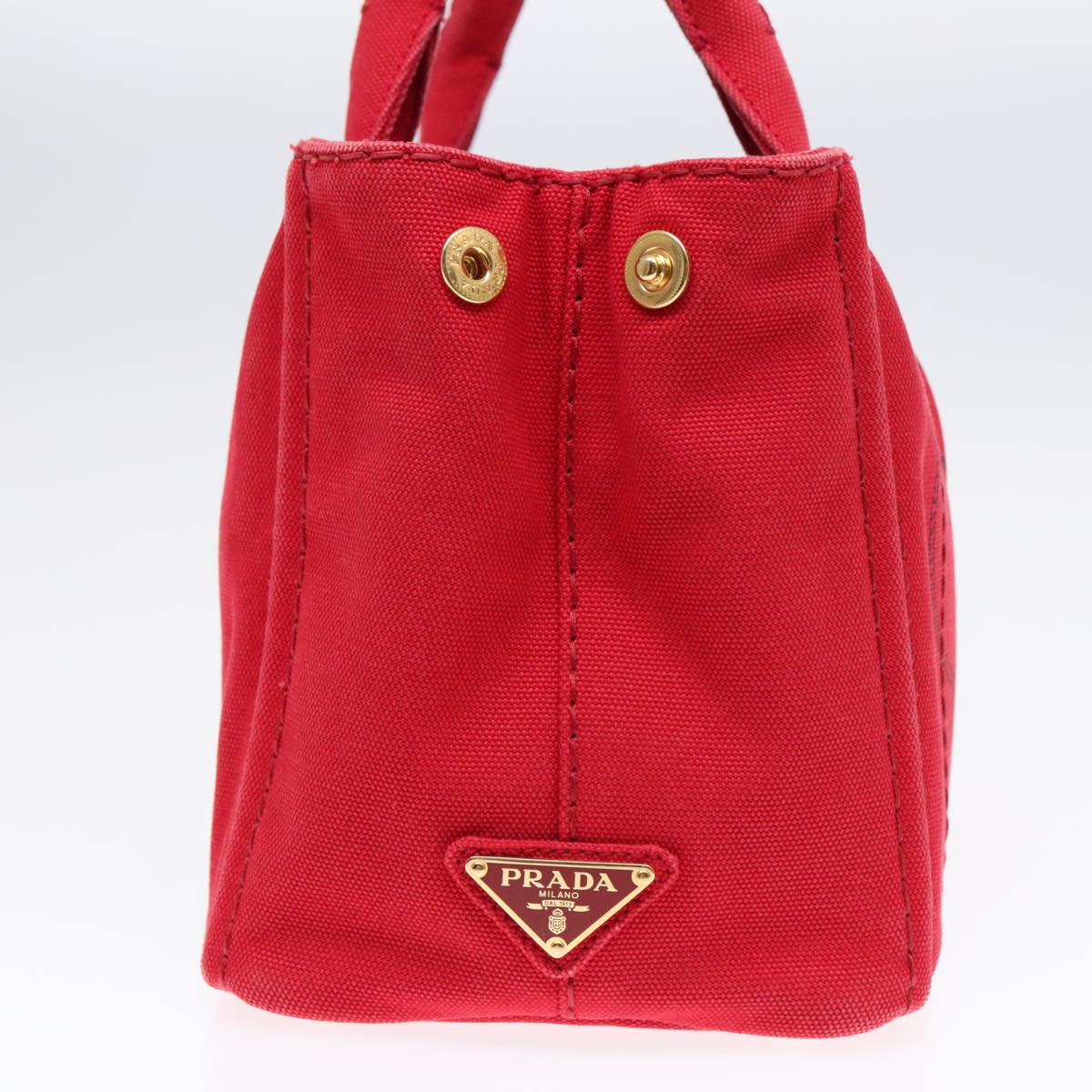 PRADA Canapa PM Hand Bag Canvas 2way Red Gold Auth ki4999