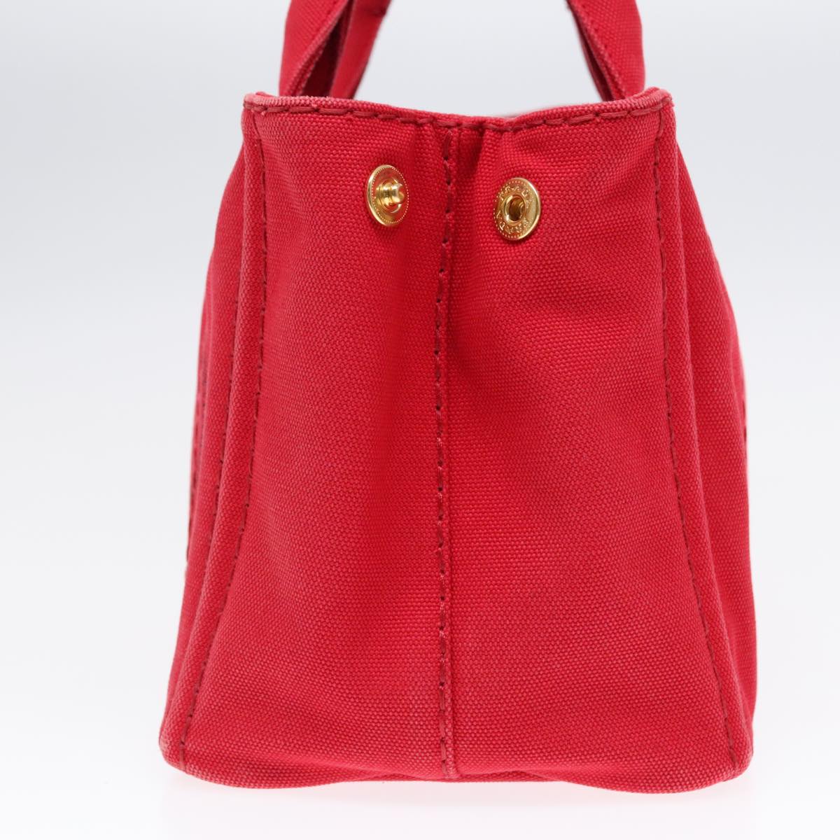 PRADA Canapa PM Hand Bag Canvas 2way Red Gold Auth ki4999