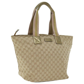 GUCCI GG Canvas Sherry Line Tote Bag Gold Pink Silver 131231 Auth ki5011
