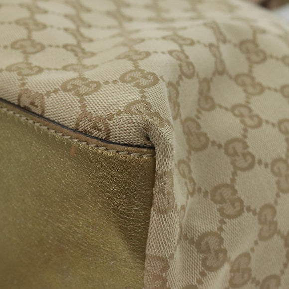 GUCCI GG Canvas Sherry Line Tote Bag Gold Pink Silver 131231 Auth ki5011