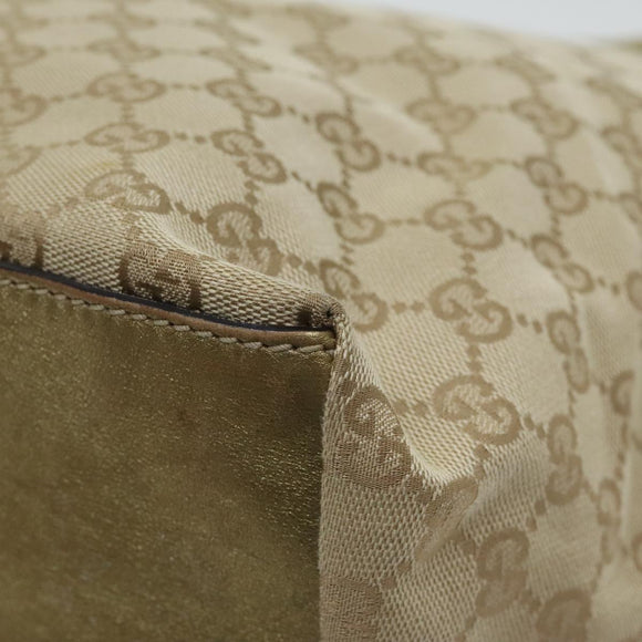 GUCCI GG Canvas Sherry Line Tote Bag Gold Pink Silver 131231 Auth ki5011