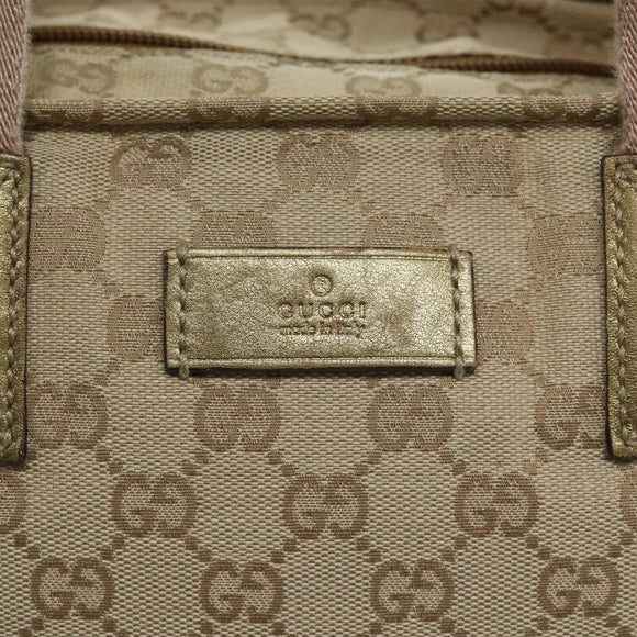 GUCCI GG Canvas Sherry Line Tote Bag Gold Pink Silver 131231 Auth ki5011