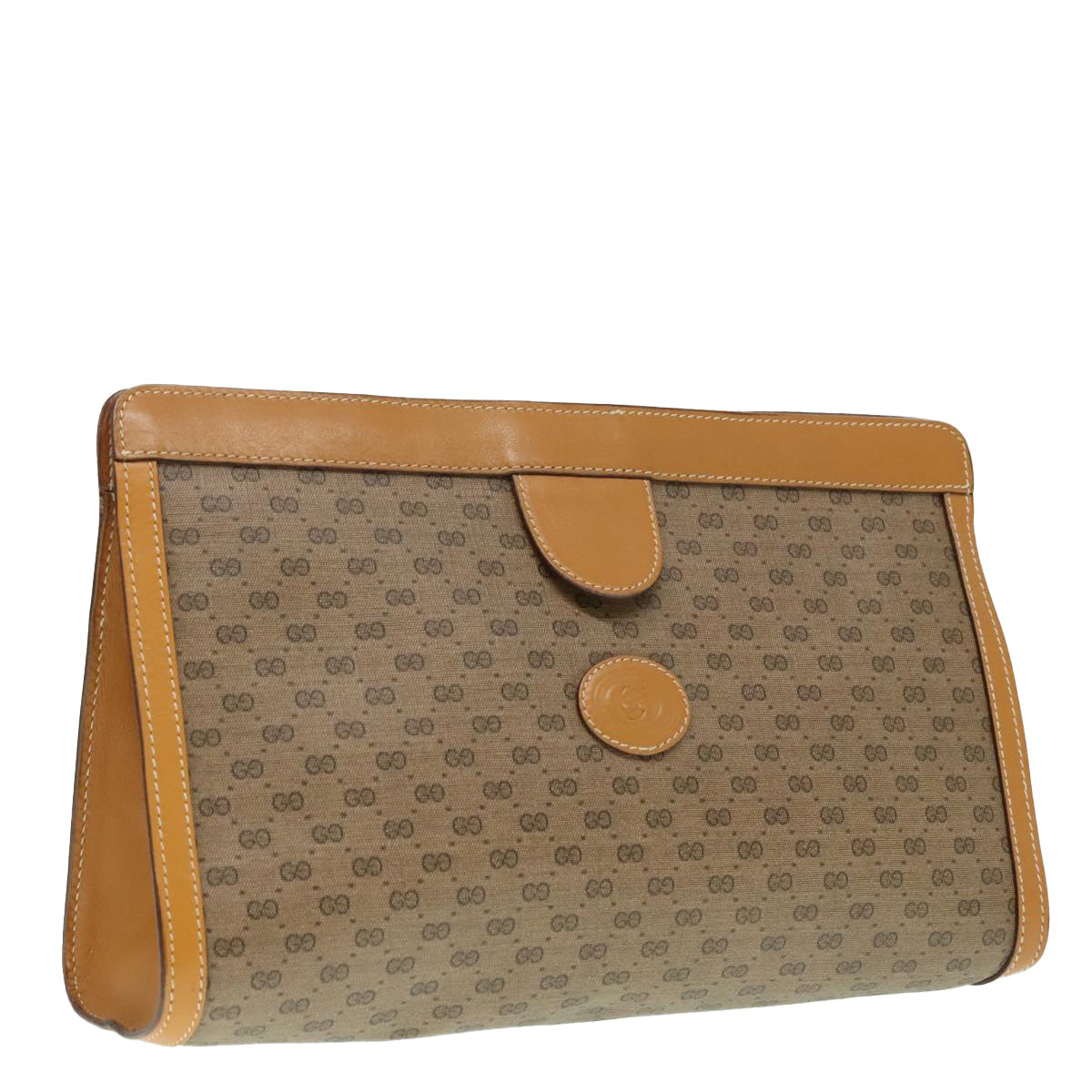 GUCCI Micro GG Supreme Clutch Bag Beige Gold 014 89 0192 Auth ki5012