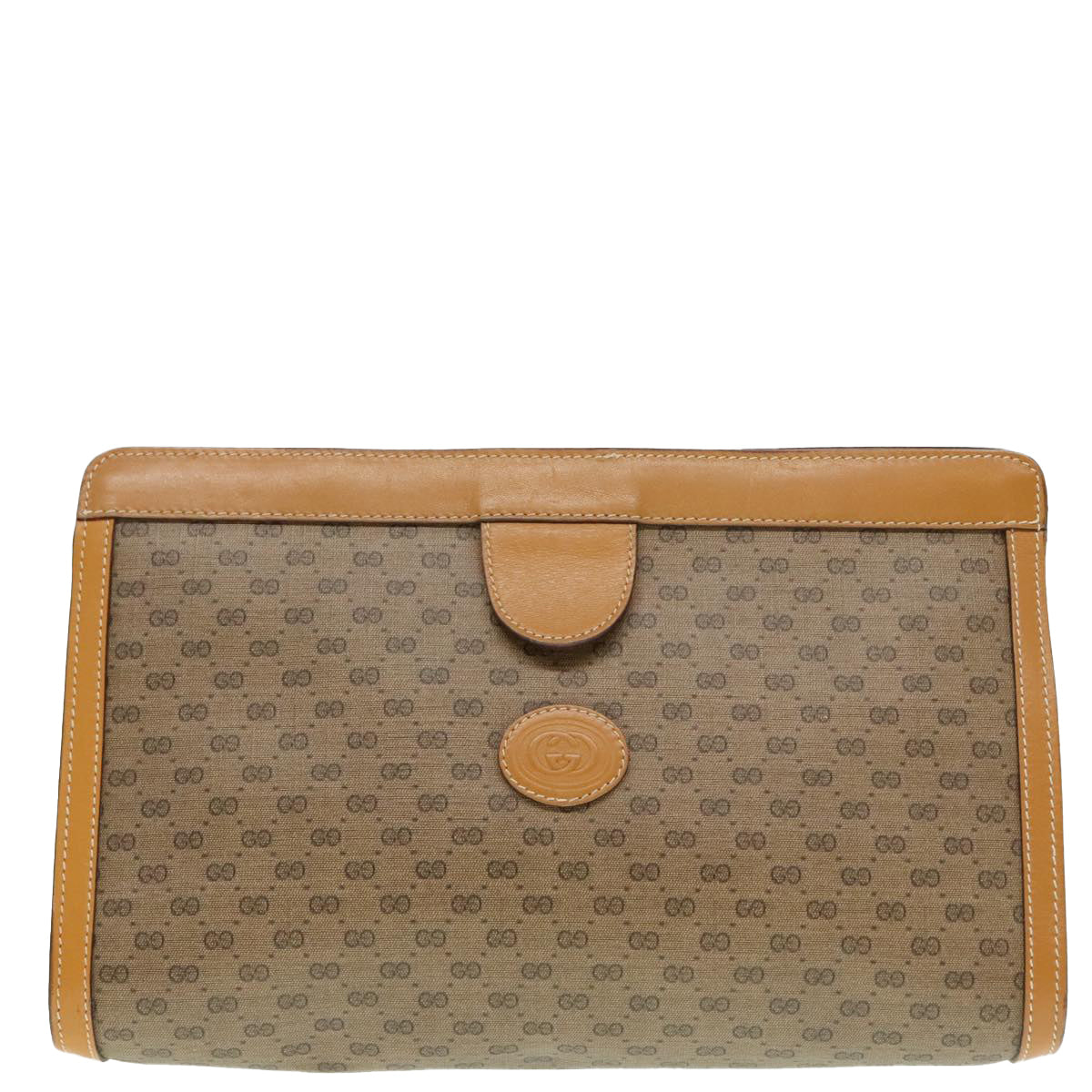 GUCCI Micro GG Supreme Clutch Bag Beige Gold 014 89 0192 Auth ki5012