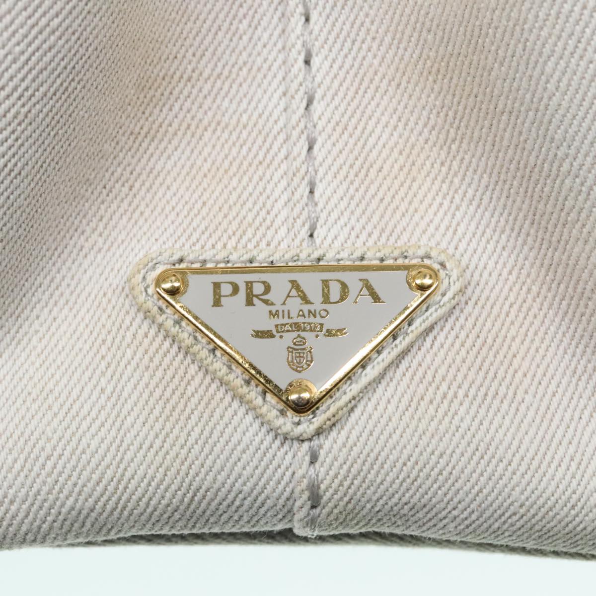 PRADA Canapa PM Hand Bag Canvas 2way Gray Gold Auth ki5017