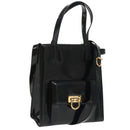 Salvatore Ferragamo Gancini Shoulder Bag Patent 2way Black Gold Auth ki5031-1