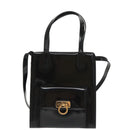 Salvatore Ferragamo Gancini Shoulder Bag Patent 2way Black Gold Auth ki5031-13