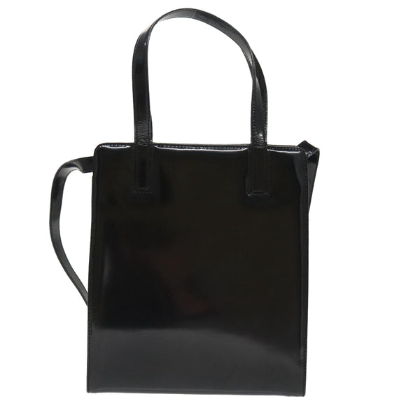 Salvatore Ferragamo Gancini Shoulder Bag Patent 2way Black Gold Auth ki5031