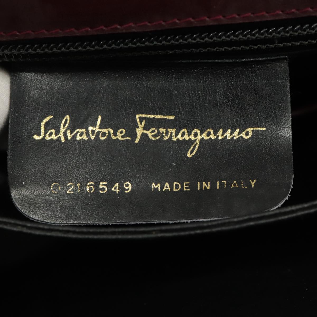 Salvatore Ferragamo Shoulder Bag Leather Bordeaux Gold Auth ki5036