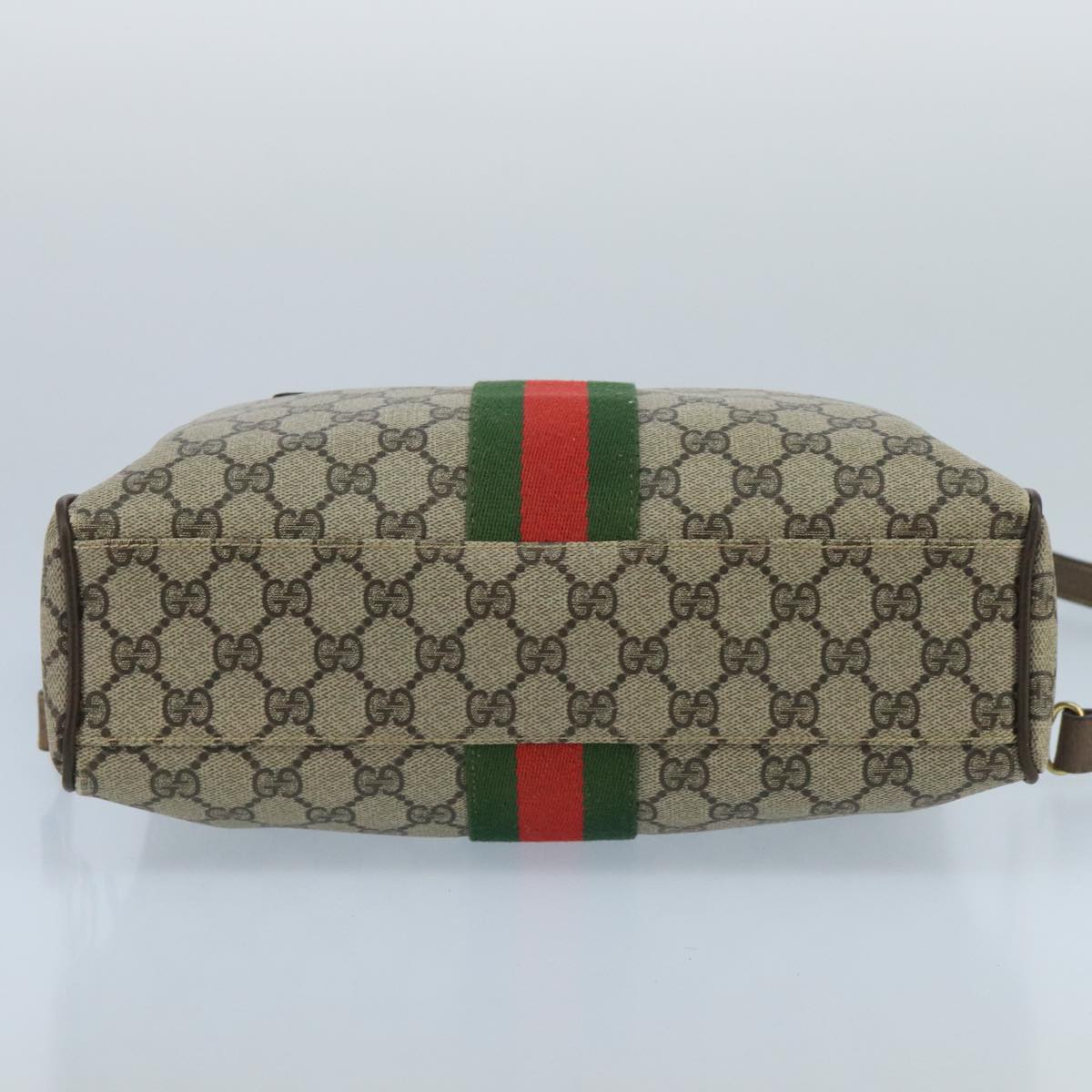 GUCCI GG Supreme Web Sherry Line Bag PVC 2way Beige 378 002 3839 Auth ki5039