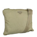 PRADA Shoulder Bag Nylon Beige Silver Auth ki5041-1