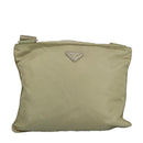 PRADA Shoulder Bag Nylon Beige Silver Auth ki5041-13