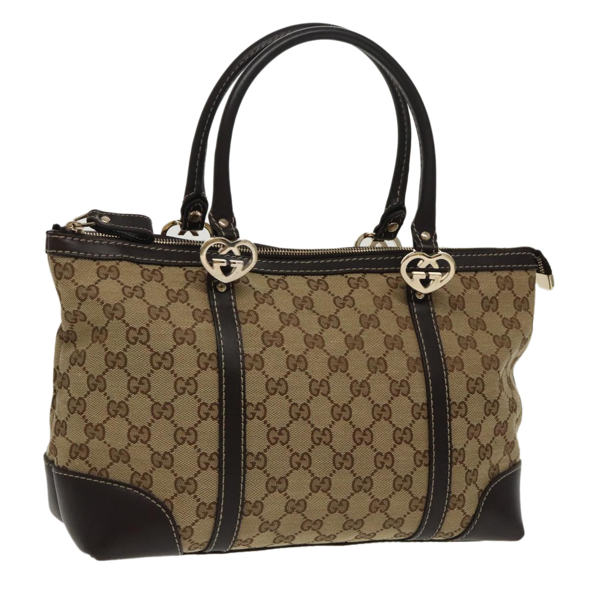 GUCCI GG Canvas Lovely Tote Bag Beige Gold 257069 Auth ki5044